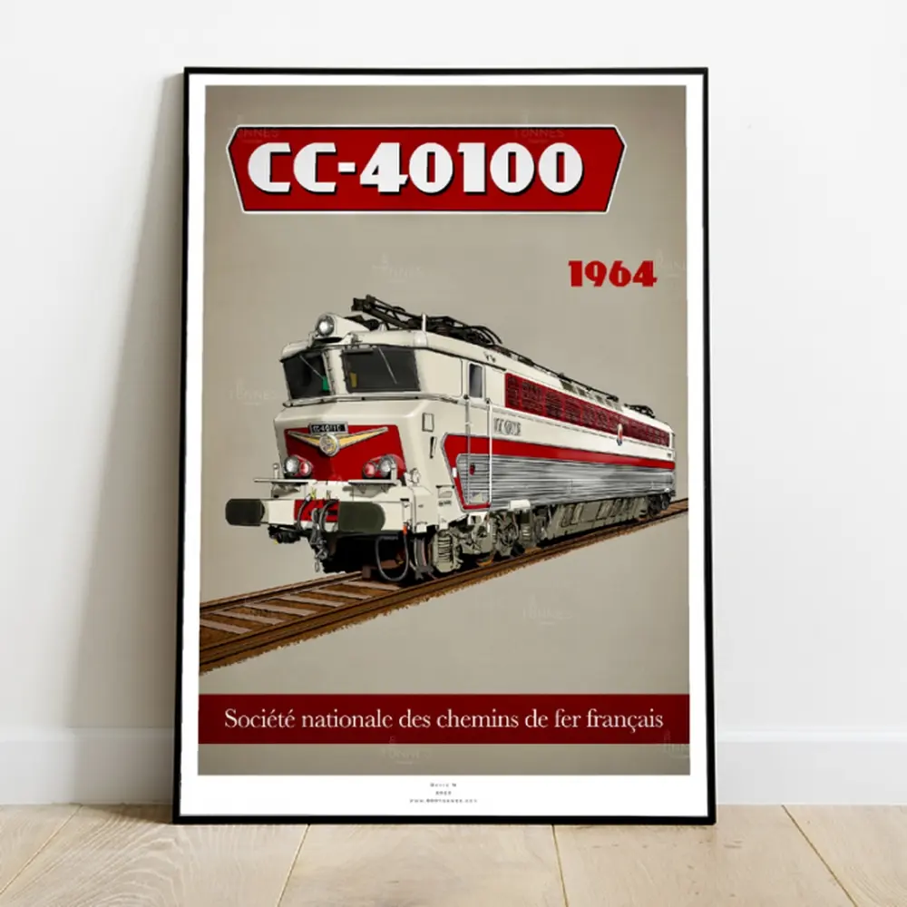 Poster Locomotive CC 40100 - 800tONNES - 1964 - A2 42.0 x 59.4 cm - SNCF - 2