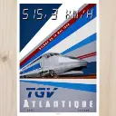 Poster TGV Record 1990 - A2 42.0 x 59.4 cm - 800Tonnes 8TTGVREC90 - Atlantique - SNCF - 515.3 km/h - 2