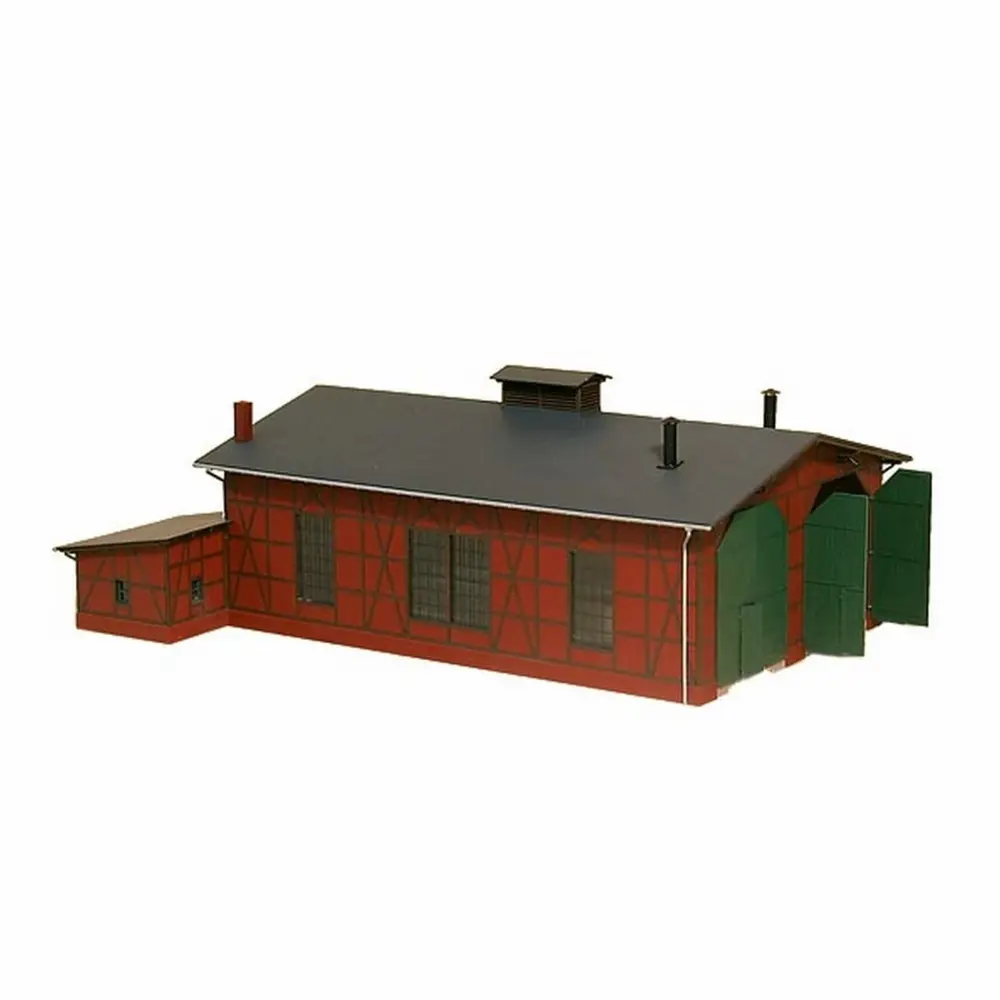 Remise pour 2 locomotives en briques et colombages - Auhagen 14470 - N 1/160