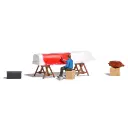 Scénette "Peindre le bateau" - Busch 79816 - HO 1/87