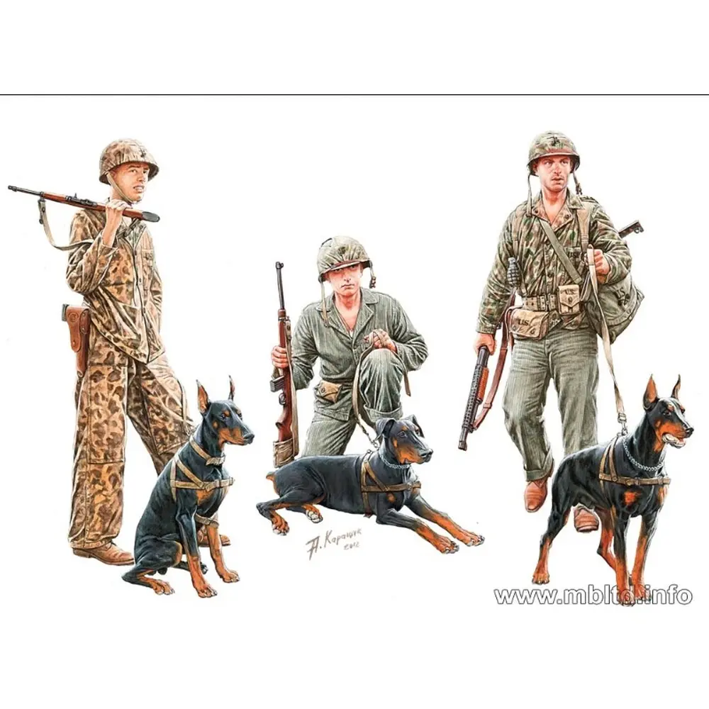 Chien en service - Corps des Marines US - Master Box Ltd 35155 - 1/35
