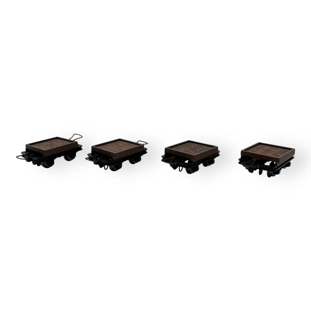 Lot de 4 wagonnets  à voie étroite - Minitrains 5108 - HOe 1/87 - Ep III - 2R