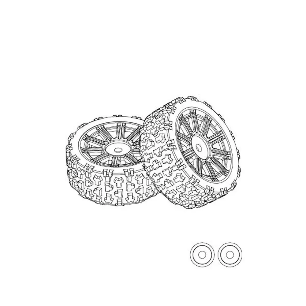 Roues en caoutchouc medium (x2) pour Hyper Go - MJX 1415B2 -  1/14