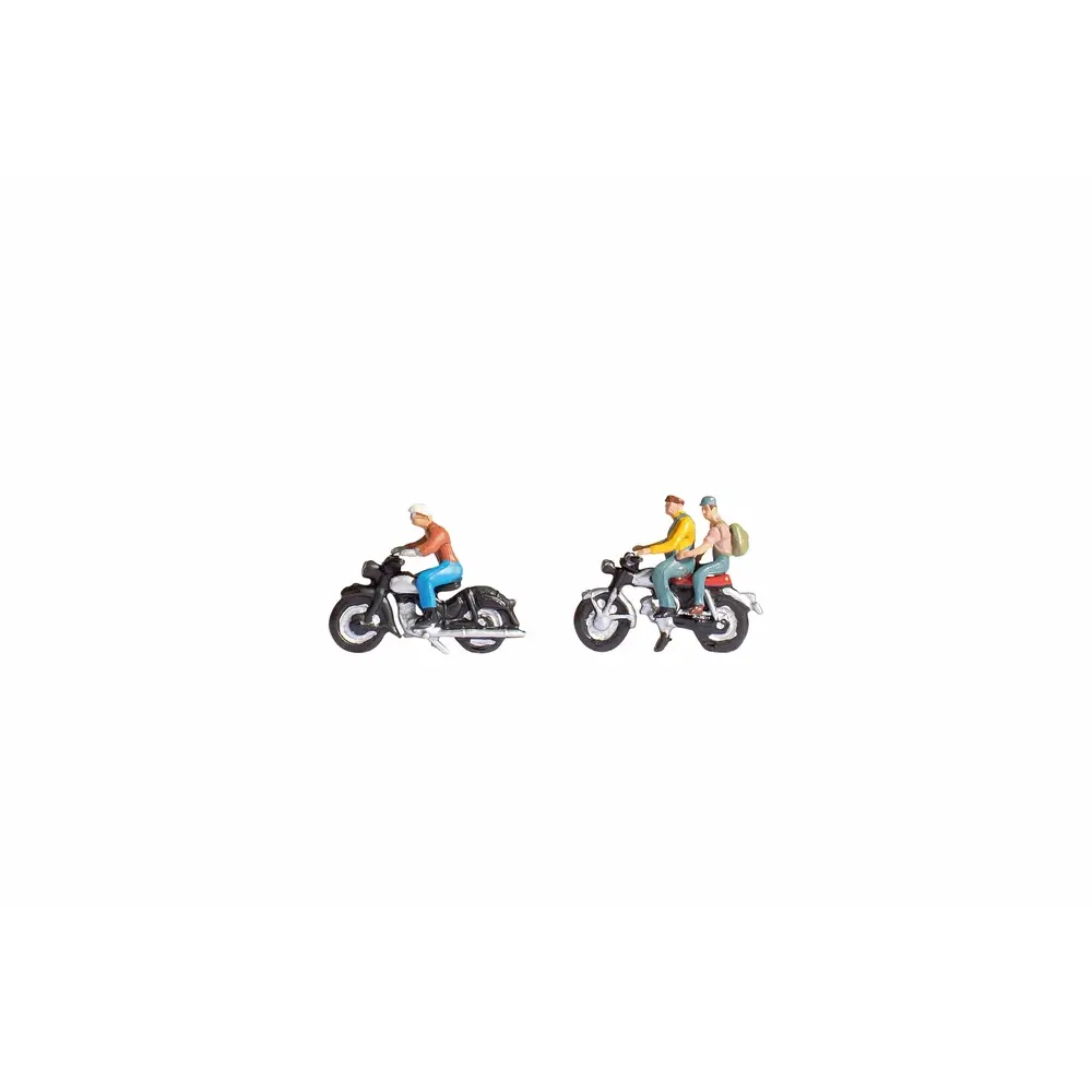 Lot de 3 Motards + 2 Motos - Noch 15904 - HO : 1/87