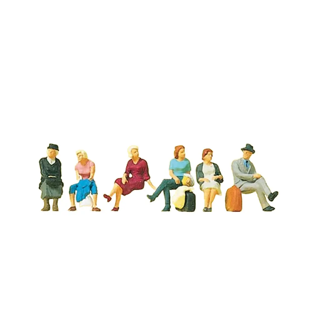 Lot de 6 personnages Assis - Preiser 10506 - Échelle HO 1/87
