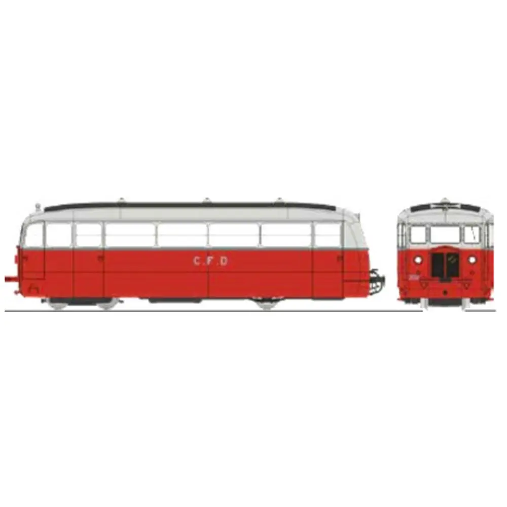 Autorail De Dion type ND Vivarais-Lozère N°202, 2 phares, rouge/gris perle - Ree Modèles VM054S - HOe/HOm 1/87 - CFD - Ep III - Digital sound - 2R