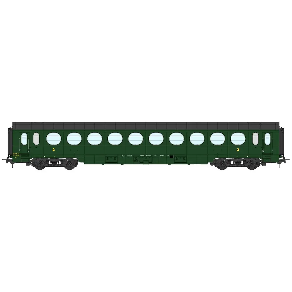 Voiture voyageurs Allégée ÉTAT "Saucisson", B10, vert 306 - Ree Modèles VB497 - SNCF - HO 1/87 - EP. III B - 2R