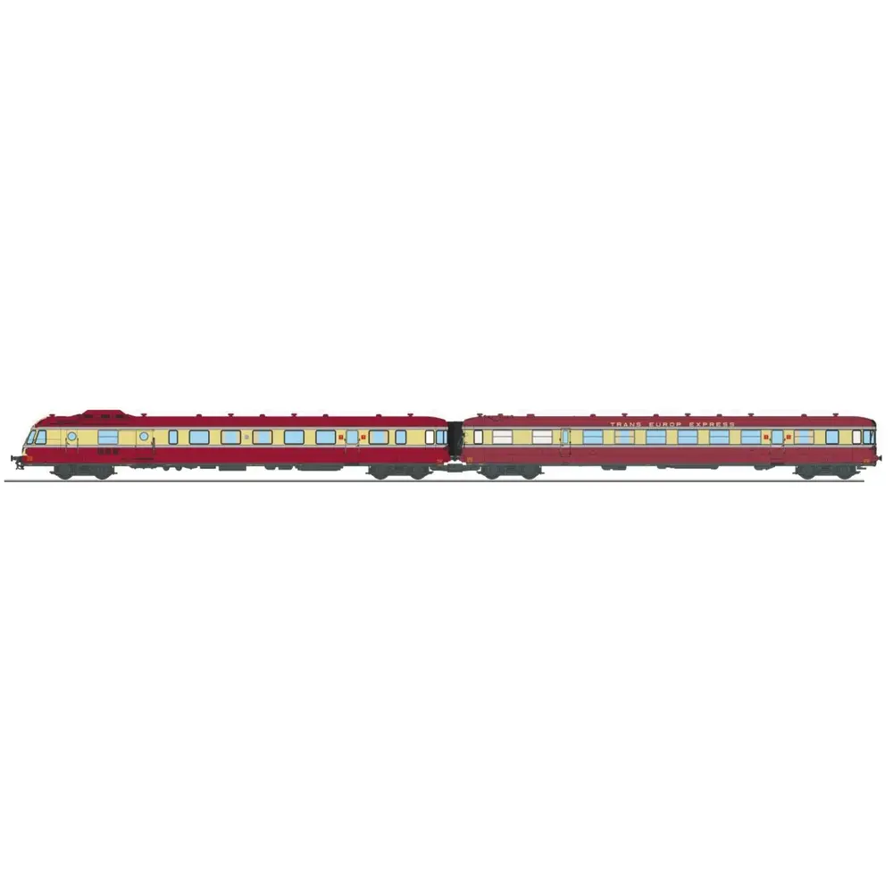Autorail RGP 1 rouge TEE, X 2774 + remorque XR 7774, 2 phares avec fanaux d'angle - Ree Modèles NW357S - N 1/160 - SNCF - Ep III -Digital sound - 2R