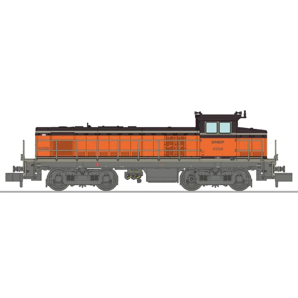 Locomotive diesel BB 63568, livrée Arzens orange 435, logo "nouilles" - Ree Modèles NW365 - N 1/160 - SNCF - Ep V - Analogique - 2R