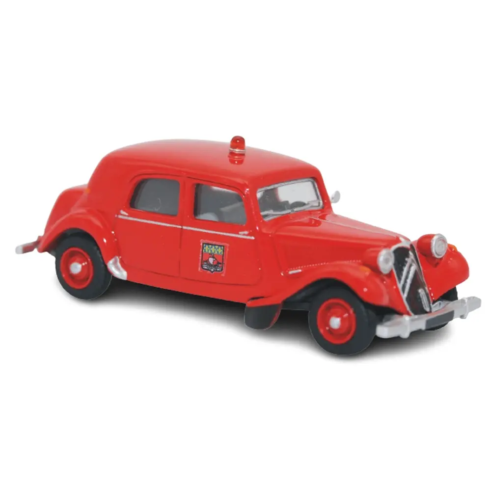 Voiture Pompiers de Paris Citroën Traction 11B 1952 rouge SAI 6121 - HO 1/87