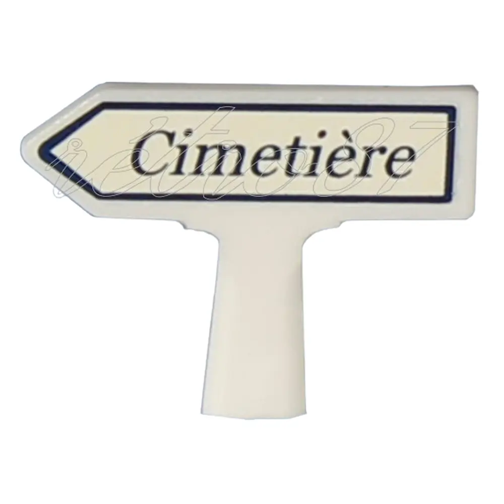Panneau Michelin d'indication de lieu, vers la gauche : Cimetière - Sai 8422 - HO 1/87