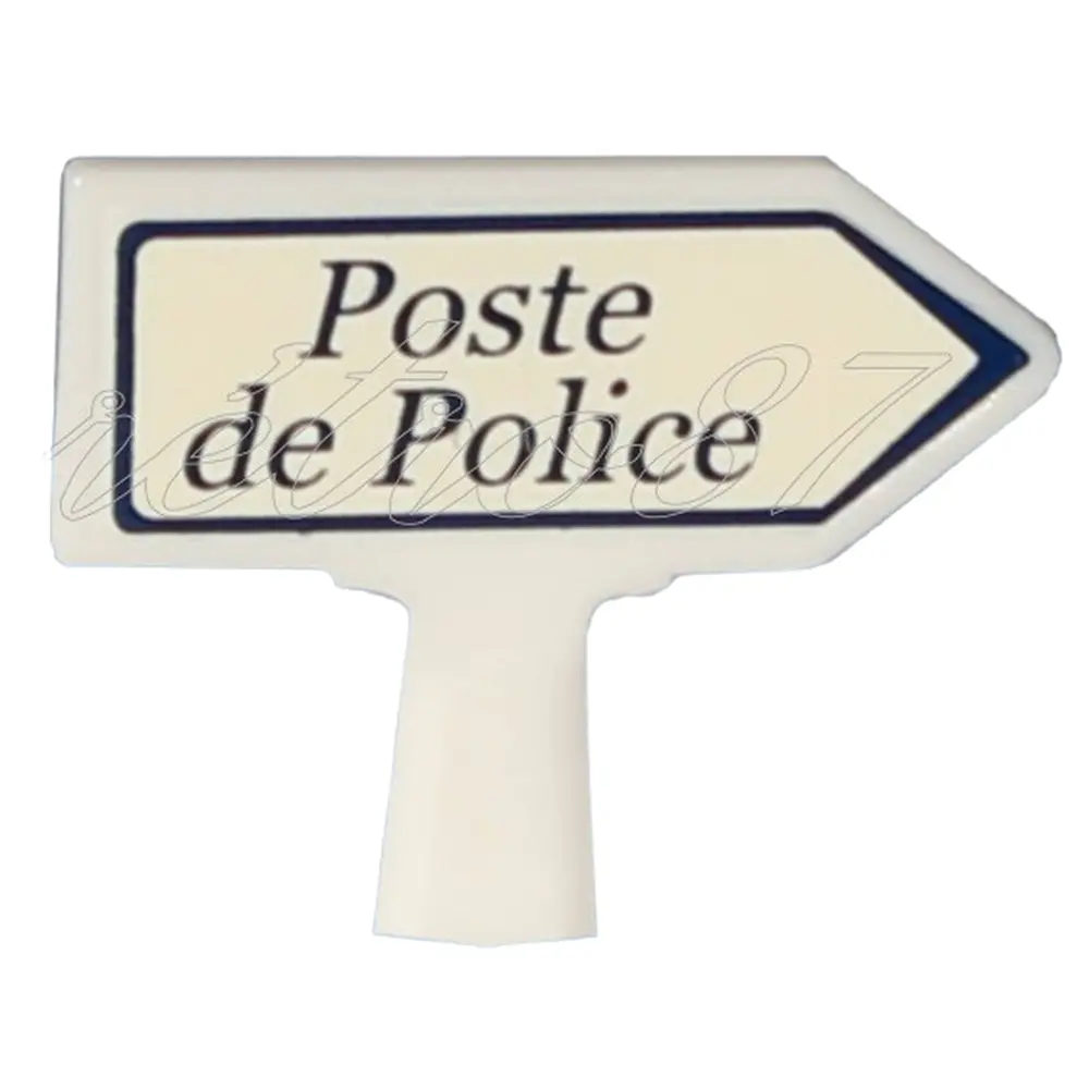 Panneau Michelin d'indication de lieu, vers la droite : Poste de Police - SAI 8443 - HO 1/87