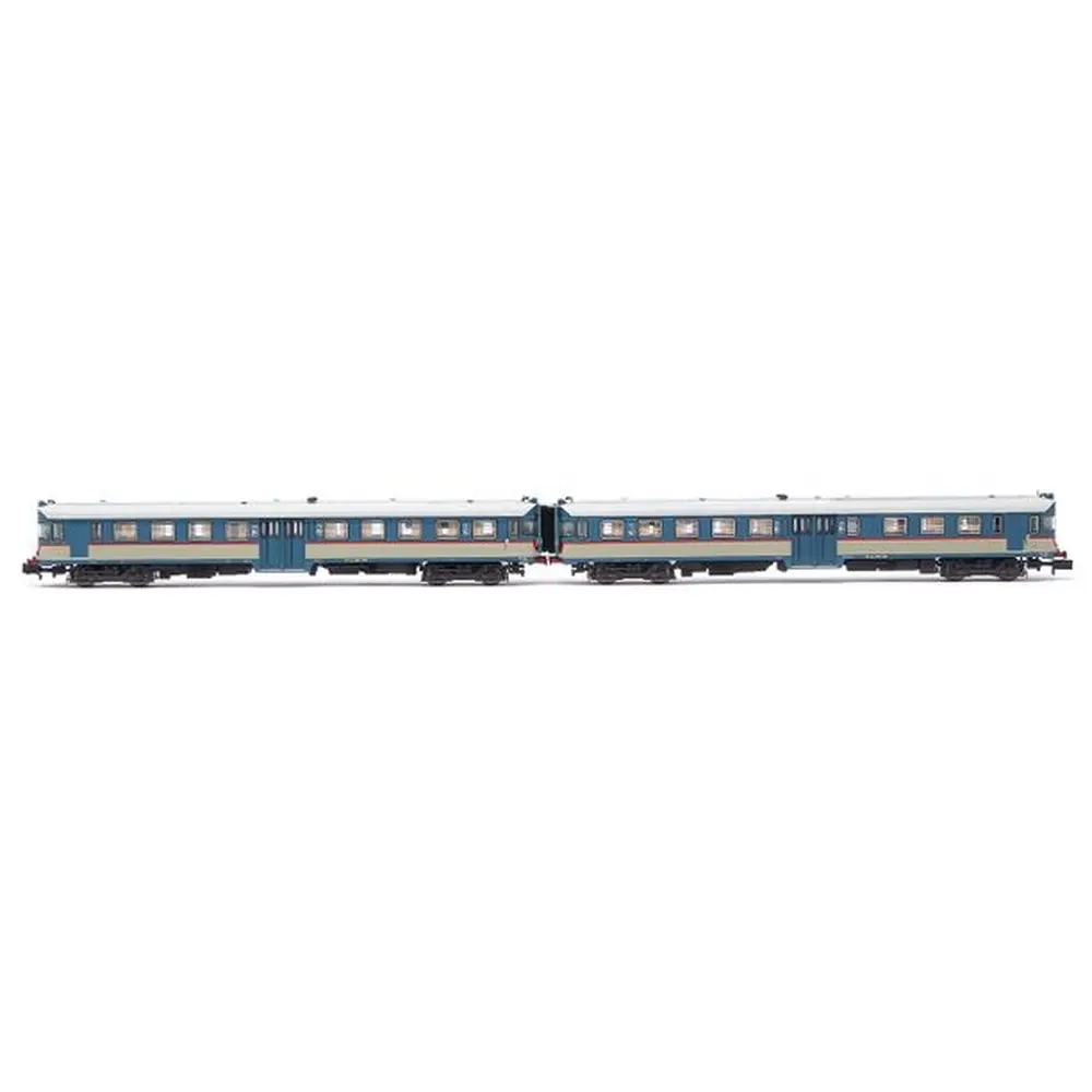 Set de 2 autorails diesels ALn 668 série 3100, livrée original bleue/beige, verre bombés - Arnold HN2569S - N 1/160 - FS - Ep IV - Digital sound - 2R