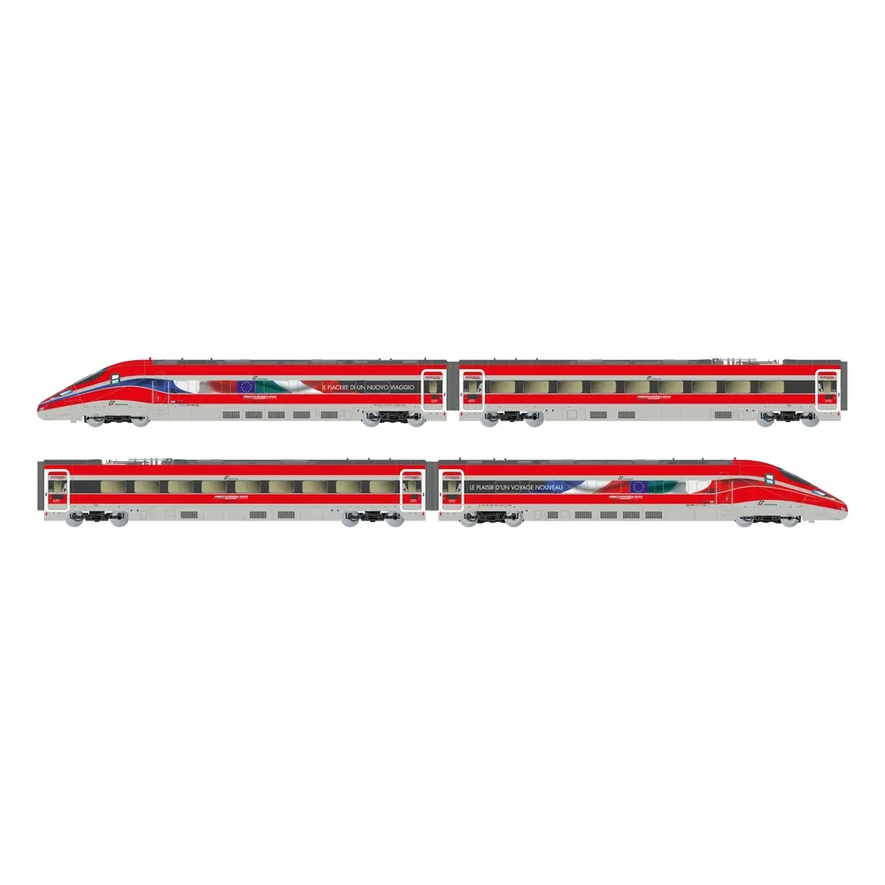 Coffret de base 4 unités du TGV "Frecciarossa 1000", publicité "Le plaisir d'un voyage nouveau" - Arnold HN2621D - N 1/160 - EP VI - DCC