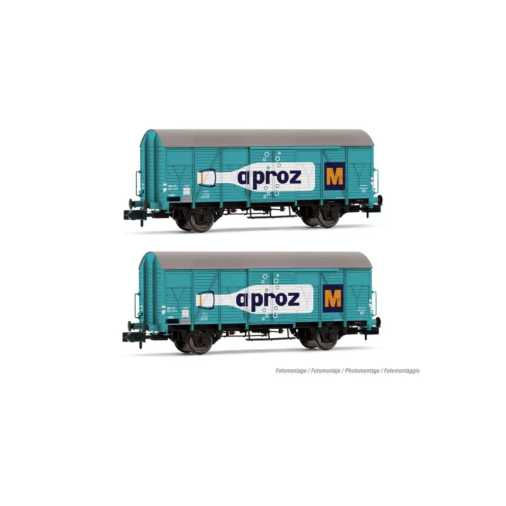 Coffret de 2 wagons couvert « APROZ » - Arnold HN6683 - N 1/160 - SBB - EP III