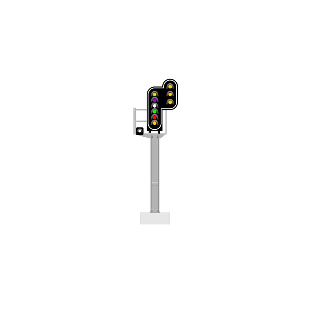 Signal principal avec 10 LEDs (double jaune/violet/blanc/vert/rouge/jaune/blanc + double jaune) - 87Train 913217 - HO 1/87 - SNCF 