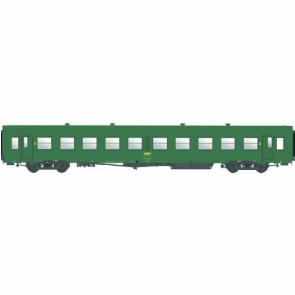 Voiture USI livrée verte, B10t U61, logo encadré jaune - Models World 40031 - HO 1/87 - SNCF - Ep IV - 2R
