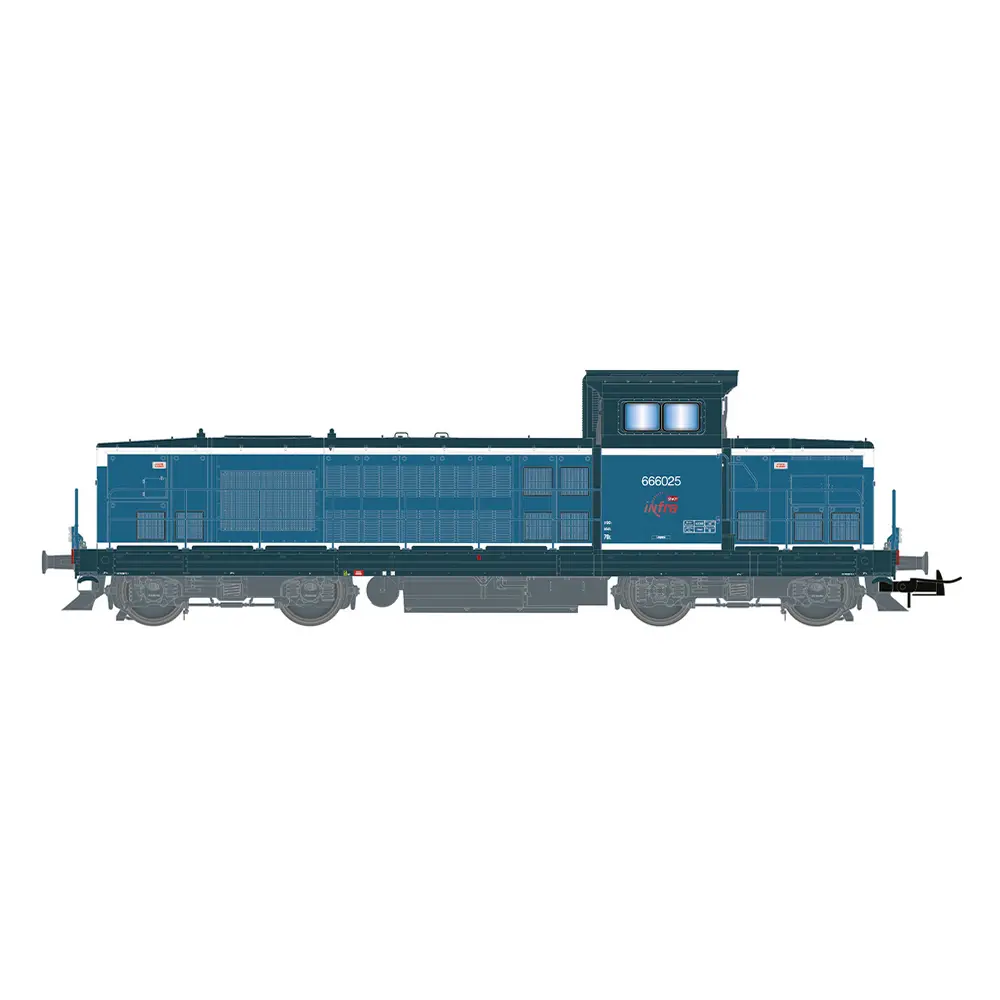 Locomotive diesel BB 666025, livrée blanche/bleue - Jouef HJ2475 - HO 1/87 - SNCF INFRA - Ep VI - Analogique - 2R
