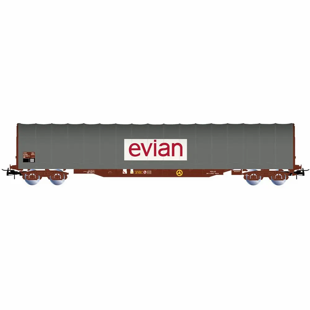 Wagon bâché à bogies type Rils, « EVIAN », livrée grise - Jouef HJ6333 - HO 1/87 - SNCF - Ep IV-V - 2R