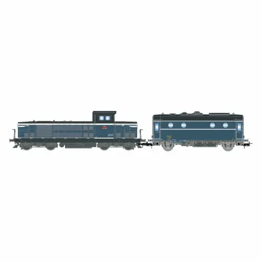 [HJ2474] Locomotive diesel BB 66013, blanche/bleue + fourgon-chaudière 800 kg/h, SHmf 788, livrée bleu clair - Jouef HJ2474 - HO 1/87 - SNCF - Ep IV - Analogique - 2R