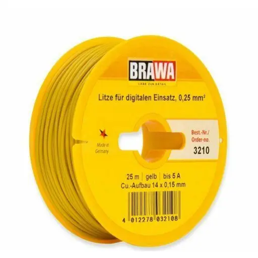 [BR3210] Câble électrique Jaune 0,25 mm² - 25 mètres de longueur - Brawa 3210