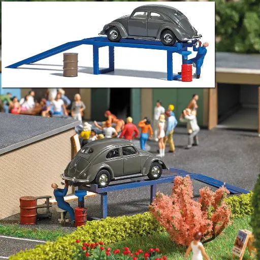 [BU7829] Lot avec un mécanicien faisant la vidange d'une voiture BUSCH 7829 - HO : 1/87