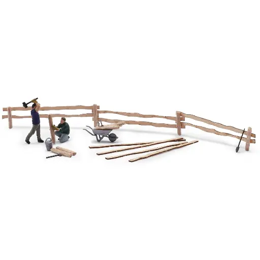 [BU79853] Mise en place de la clôture du paddock - Ensemble d'action - Busch 79853 - HO 1/87