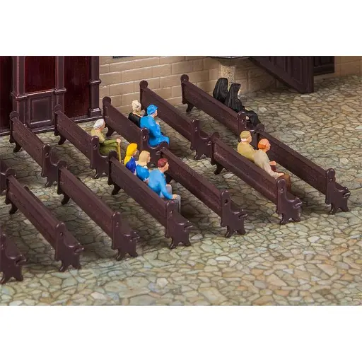 [FA180989] Lot de 7 bancs d'Église FALLER 180989 - HO 1/87