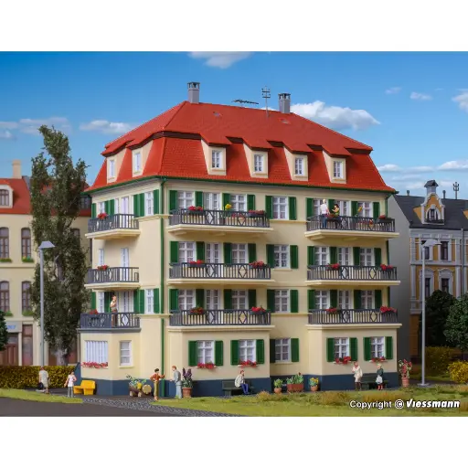 [KI38354] Immeuble d'appartements avec balcon - Kibri 38354 - HO 1/87