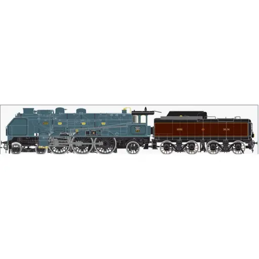 [LEHO-209-1S] Locomotive à Vapeur Pacific Chapelon PO 3566 + tender Nord 35 + Dépôt de Tours - LEMATEC HO-209/1S SNCF - HO : 1/87 - EP.  II -  DCC SOUND
