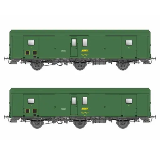 [MW108] Set de 2 fourgons Dd²ai PLM 3 essieux métallisés - Models World MW108 - HO 1/87 - SNCF - Ep IV - 2R