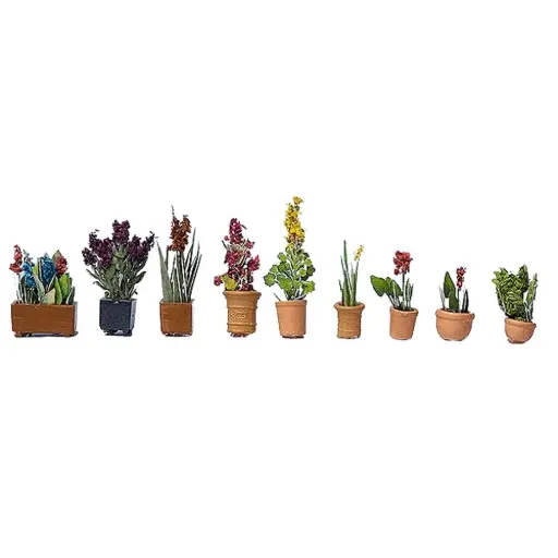 [NO14012] Lot de 9 Pots de Fleurs d'Ornements - Noch 14012 - HO: 1/87