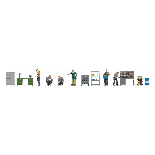 [NO16250] Lot de 6 personnages à l'atelier avec accessoires NOCH 16250 - HO 1/87