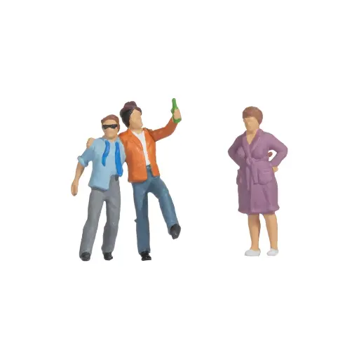 [NO16606] 2 figurines buveurs + 1 figurine pas contente - Noch 16606 - HO 1/87