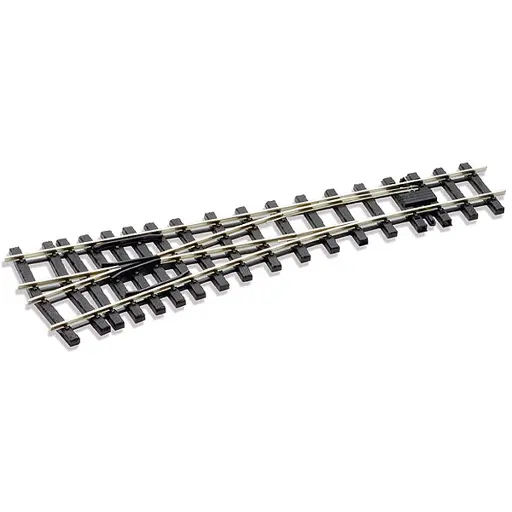 [PESL996] Aiguillage à gauche, longueur 600mm, rayon 1219mm, angle 12°, sa coeur polarisé (insulfrog), code 250