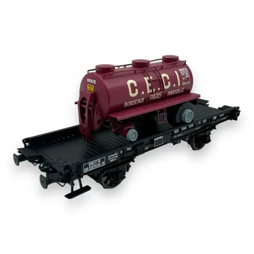 [REWB644] Wagon UFR Mono-Porteur + Remorque citerne "CECI" REE Modeles WB644 - HO 1/87