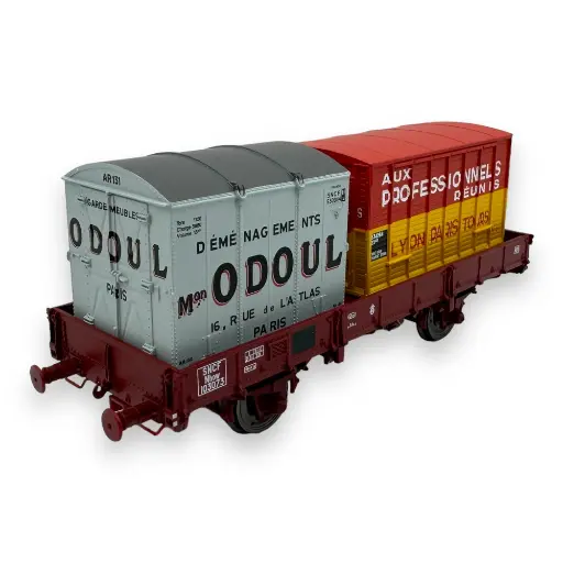 [REWB608] Wagon plat OCEM 29 + 2 cadres - Ree Modèles WB-608 - HO 1/87 - SNCF - Ep III - 2R