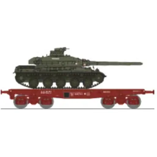[REWBA032] Wagon porte-char SSym46 + char amx-30 "Provence" 1DB 6RD - Ree Modèles WBA032 - HO 1/87 - SNCF - Ep IV - 2R