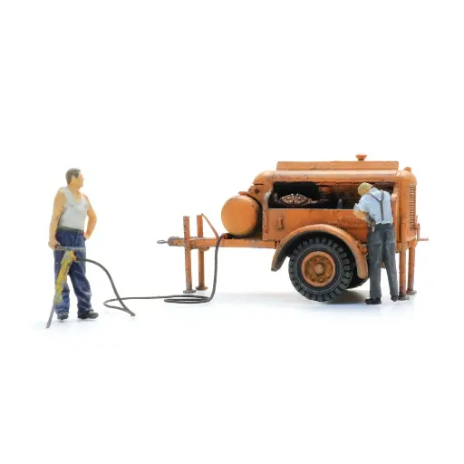 [AR387.611] Remorque compresseur avec marteau-piqueur + 2 figurines - Artitec 387.611 - HO 1/87